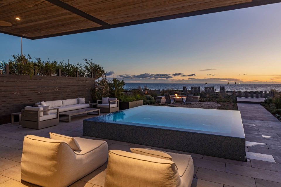 Beach view from the backyard of this radiant ceiling project.