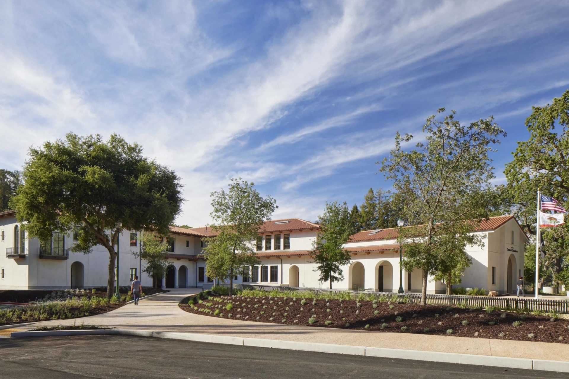 Exterior of Atherton Civic Center that uses Messana Radiant Cooling and Heating Ceiling Panels.