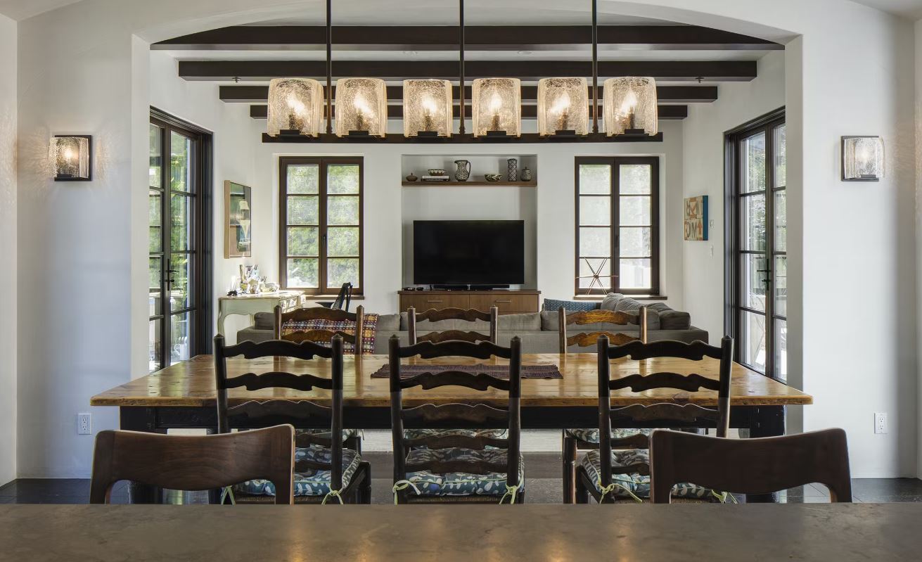 Dining and living room conditioned with a radiant ceiling.